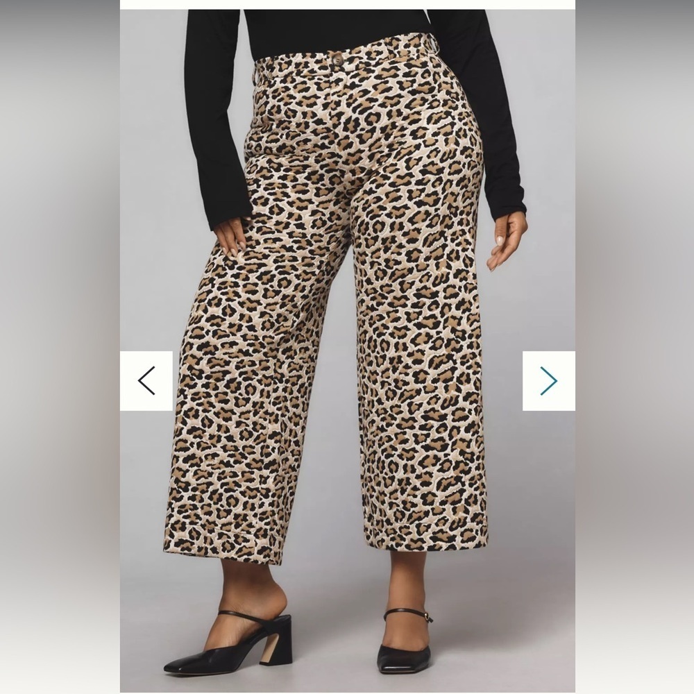 Anthropologie The Ettie High-Rise Crop Wide-Leg Pants : Leopard Edition 30P NWT - Picture 1 of 8
